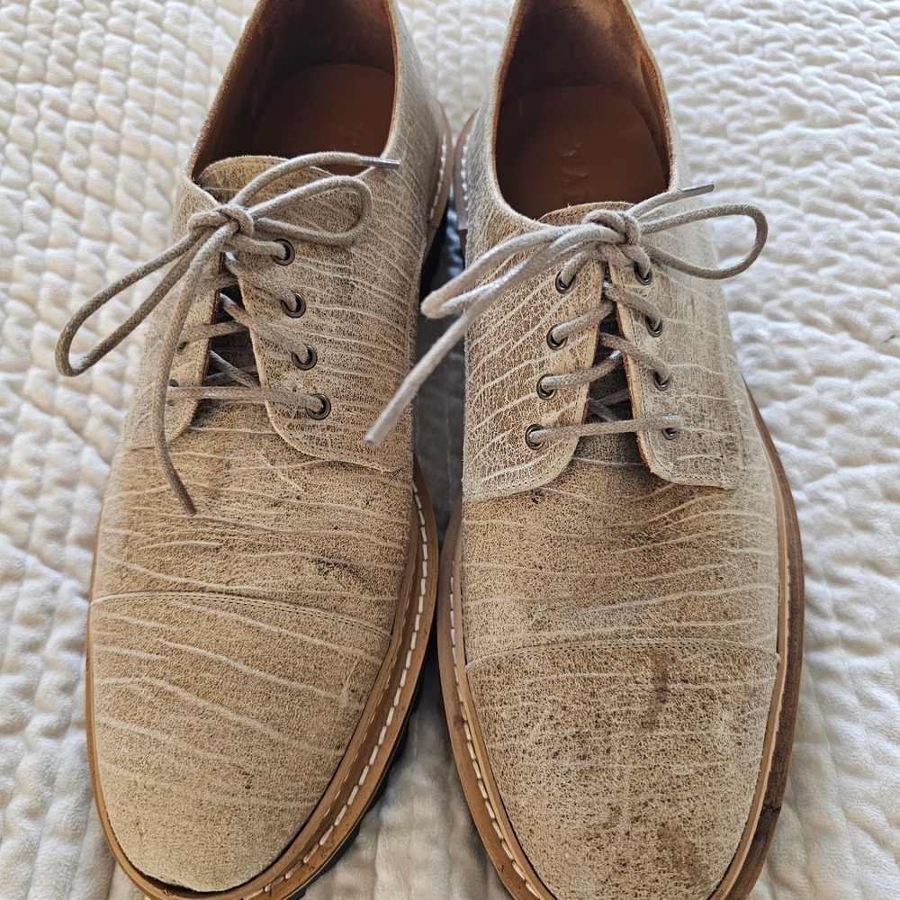 Taft Textured Cream Lace-Up Oxfords